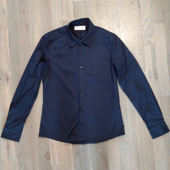 NWOT Original American Apparel Navy Blue Button Down Blouse XS - Picture 3 of 6